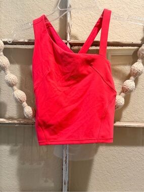 Lululemon Asymmetrical Tennis Tank Crop Built In Bra Hot Heat 0